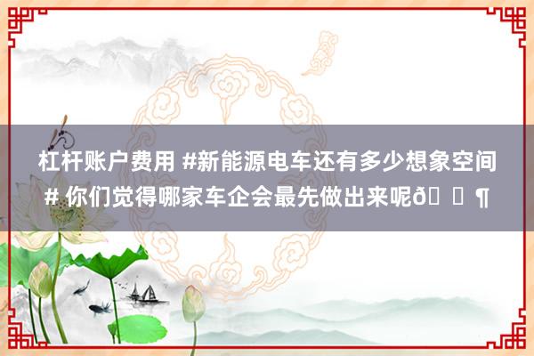 杠杆账户费用 #新能源电车还有多少想象空间# 你们觉得哪家车企会最先做出来呢🐶